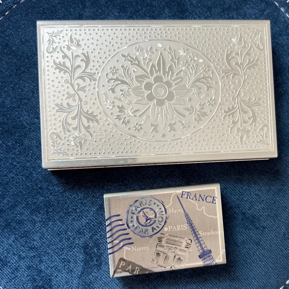 Lovers only! Set of two embossed aluminum matchbox cases. Great gift!